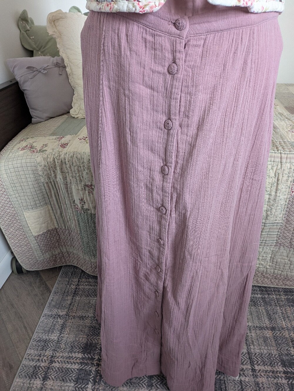 April Cornell Cottage Amethyst Cotton Gauze Maxi Skirt M